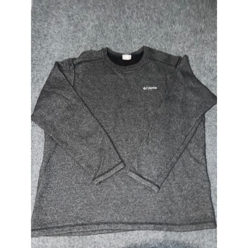 Columbia Mens XL Charcoal Gray Long Sleeve Textured Crew Neck Shirt